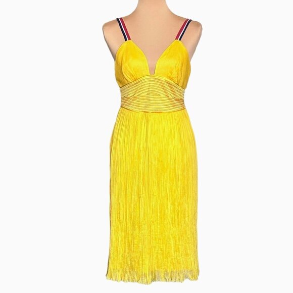 NWOT Catherine Malandrino Flowy Dress Sz.6 100% Silk Yellow Event Feminine - Picture 1 of 15